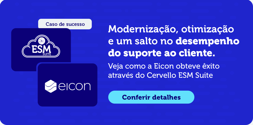 Imagem destacando a modernização e otimização do desempenho do suporte ao cliente com Eicon e ESM Suite, promovendo sucesso empresarial.