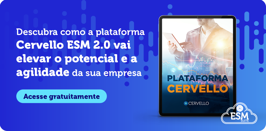 Imagem promocional do e-book plataforma Cervello ESM 2.0 destacando sua capacidade de elevar o potencial e a agilidade da sua empresa com acesso gratuito.